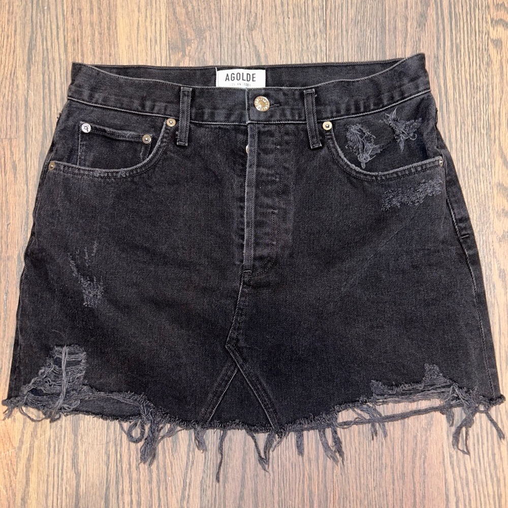 AGOLDE Black Denim Skirt